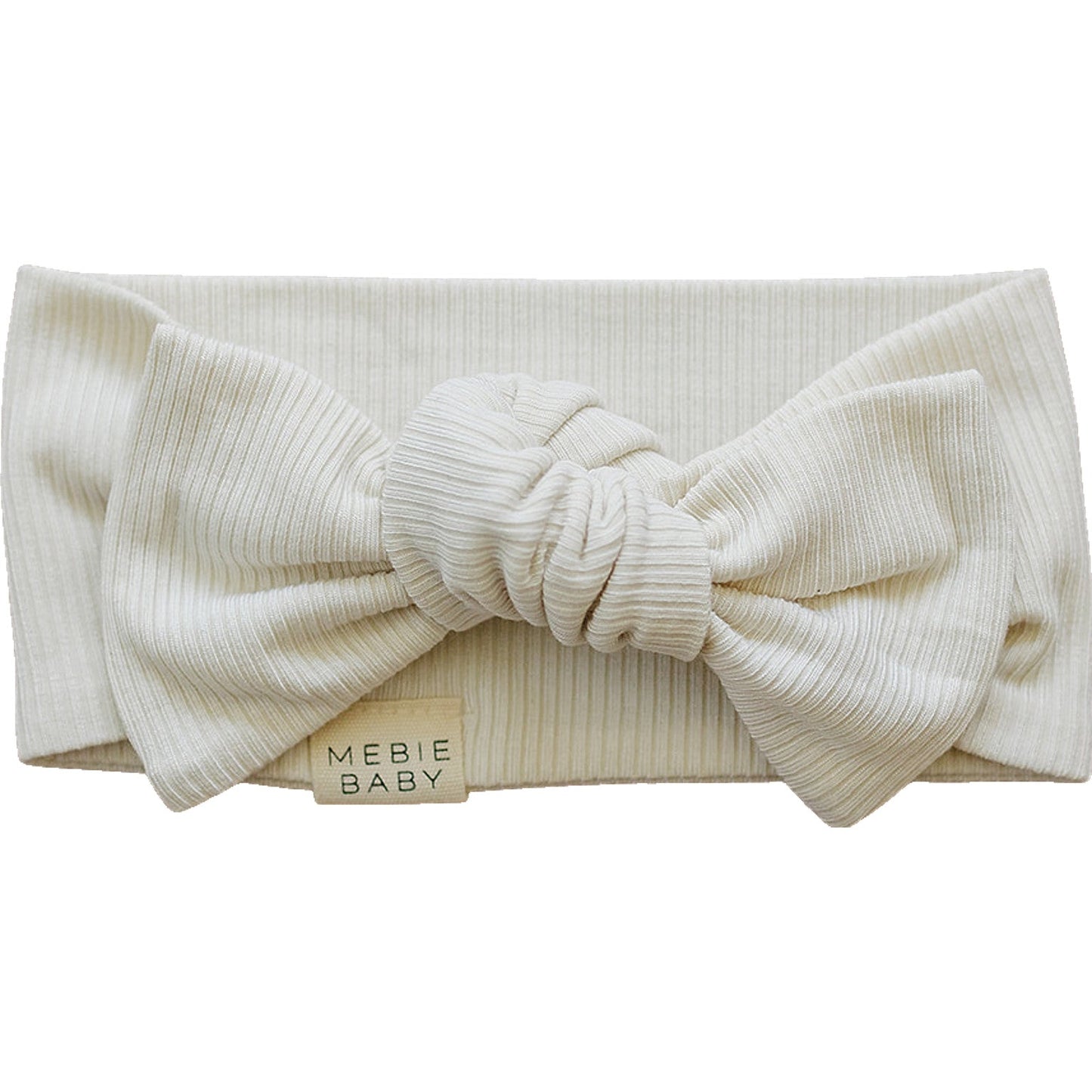 Mebie Baby Cream Ribbed Bamboo Head Wrap