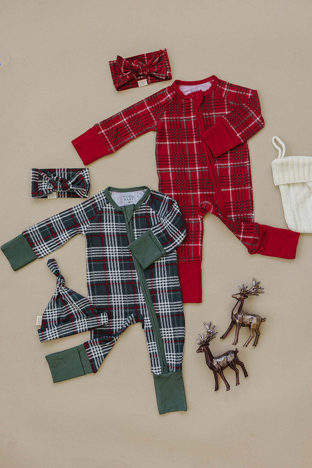 Mebie Baby Red Plaid Bamboo Zipper