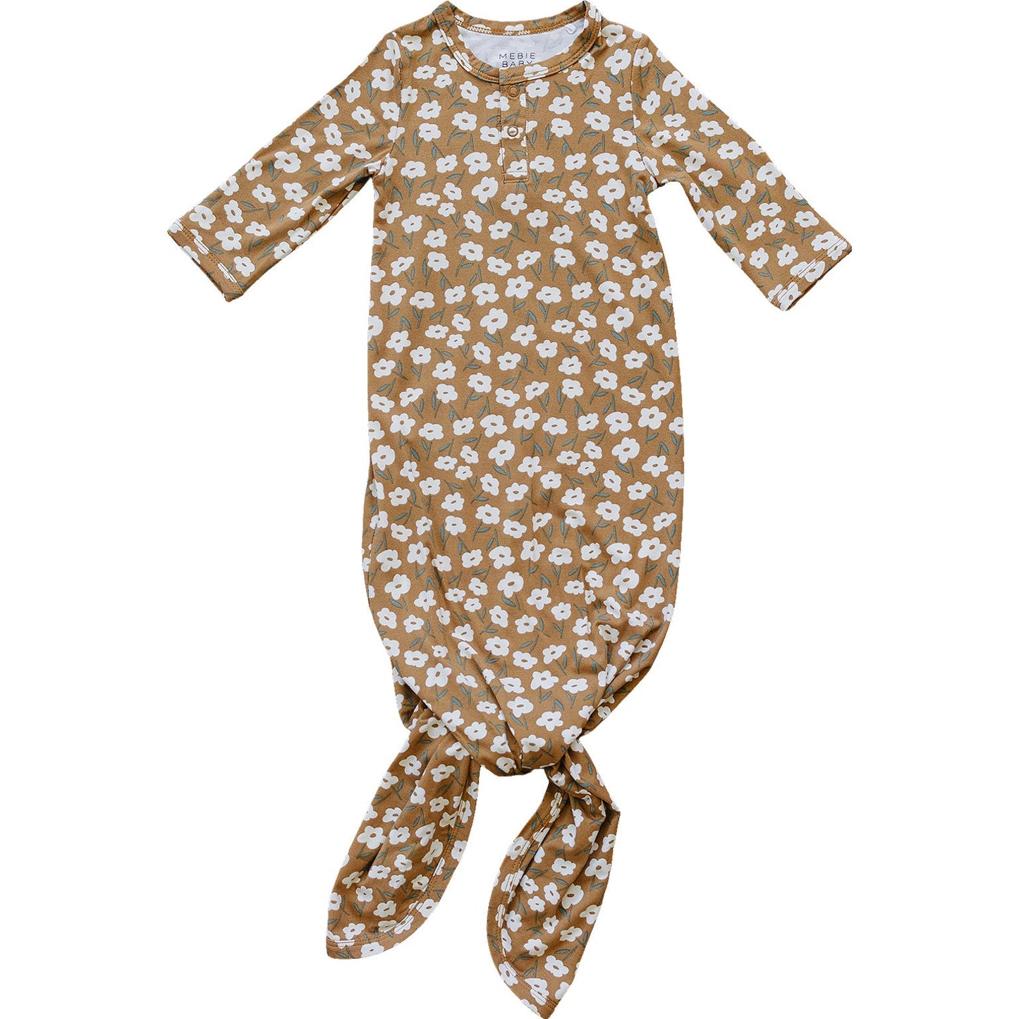 Mebie Baby Mustard Floral Bamboo Knot Gown