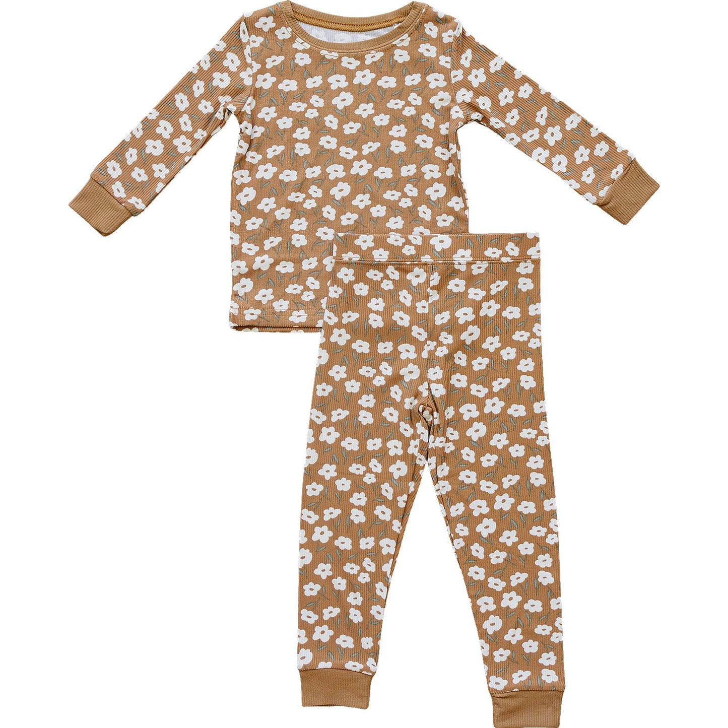 Mebie Baby Mustard Floral Ribbed Bamboo Cozy Set