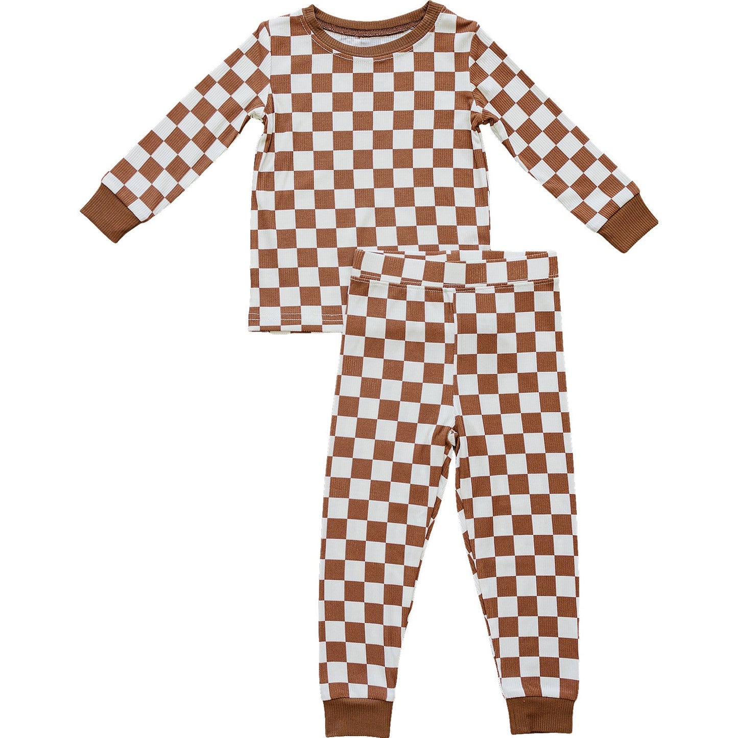 Mebie Baby Rust Checkered Ribbed Bamboo Cozy Set