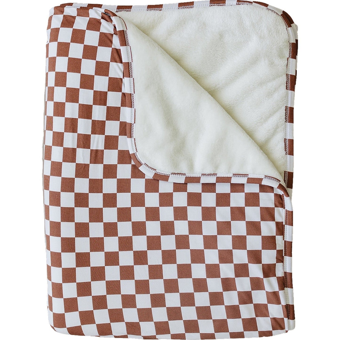 Mebie Baby Rust Checkered Bamboo Fleece Quilt