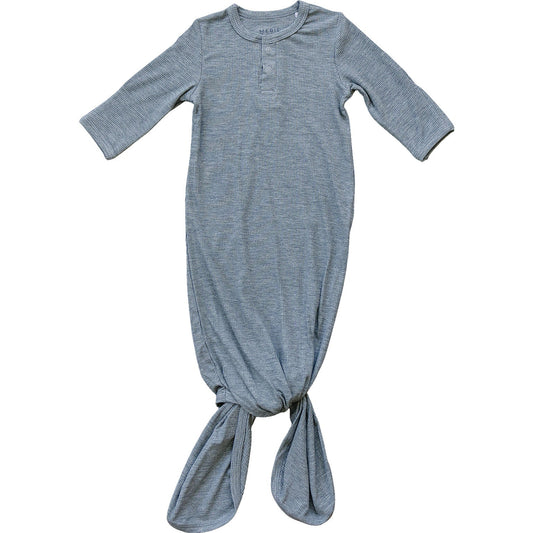 Mebie Baby Heather Grey Ribbed Bamboo Knot Gown