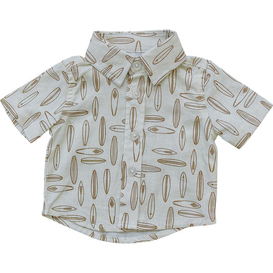 Mebie Baby Surfboard Linen Button Up Shirt