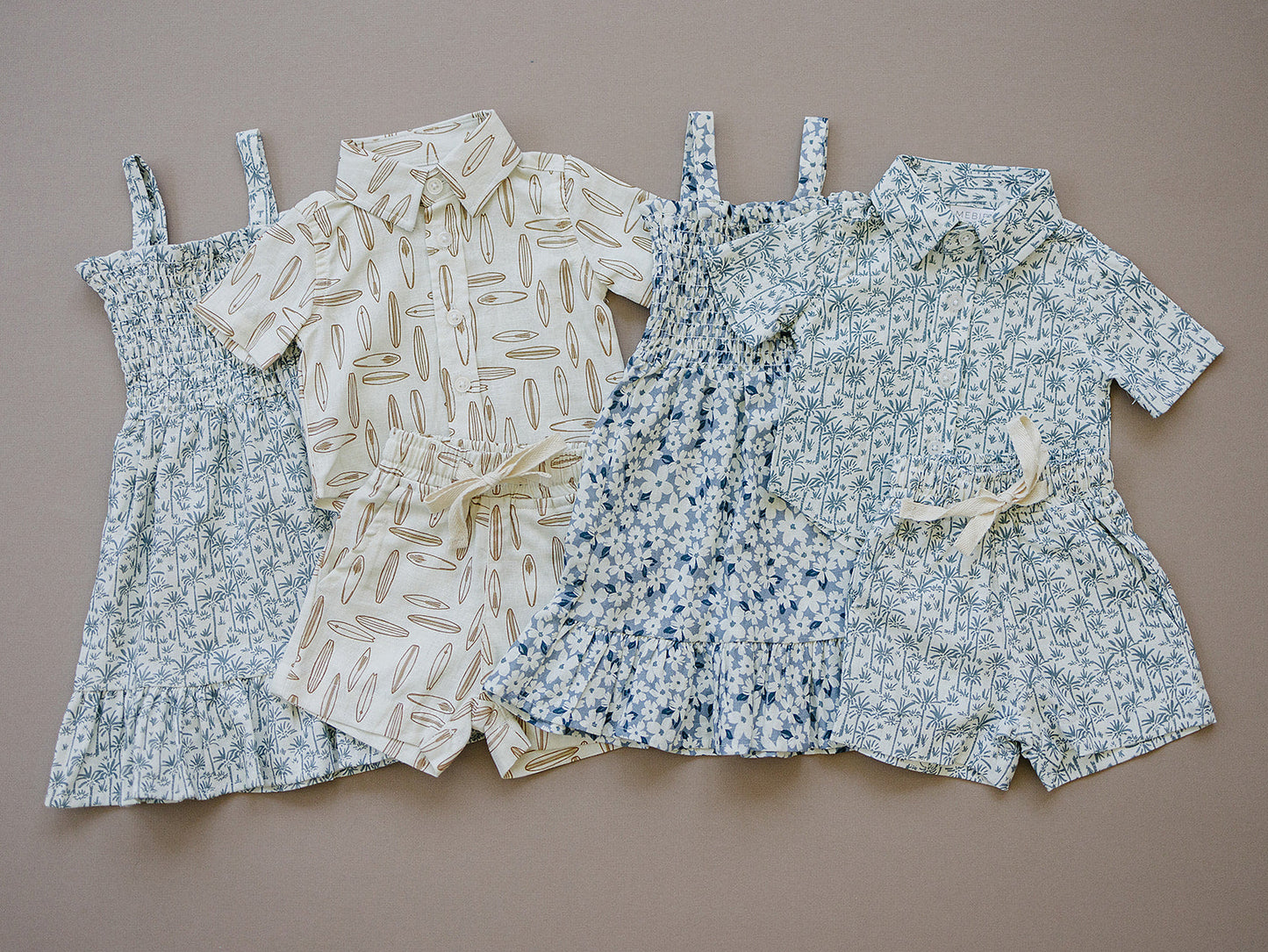 Mebie Baby Blue Floral Linen Dress