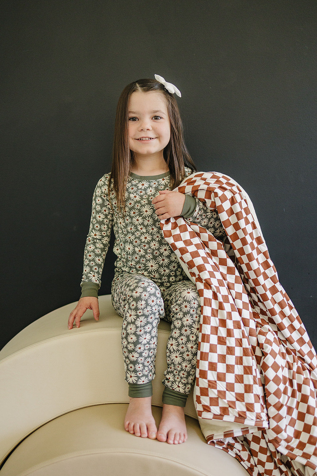 Mebie Baby Rust Checkered Bamboo Fleece Quilt