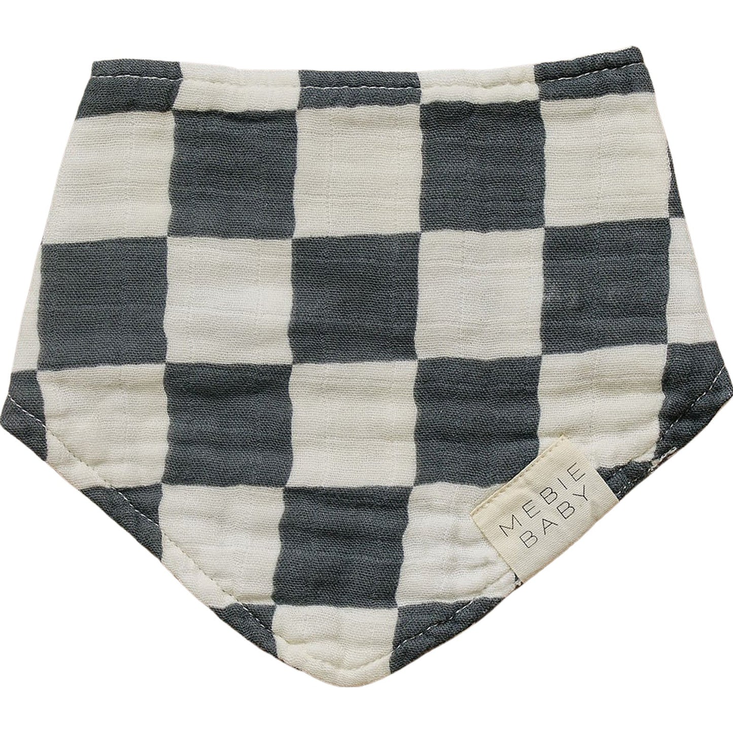 Mebie Baby Charcoal Checkered Muslin Bib