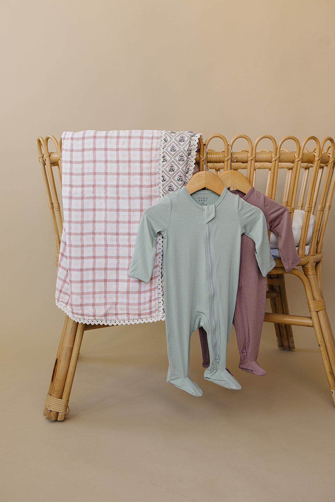 Country Garden Floral + Pink Gingham Lace Muslin Quilt