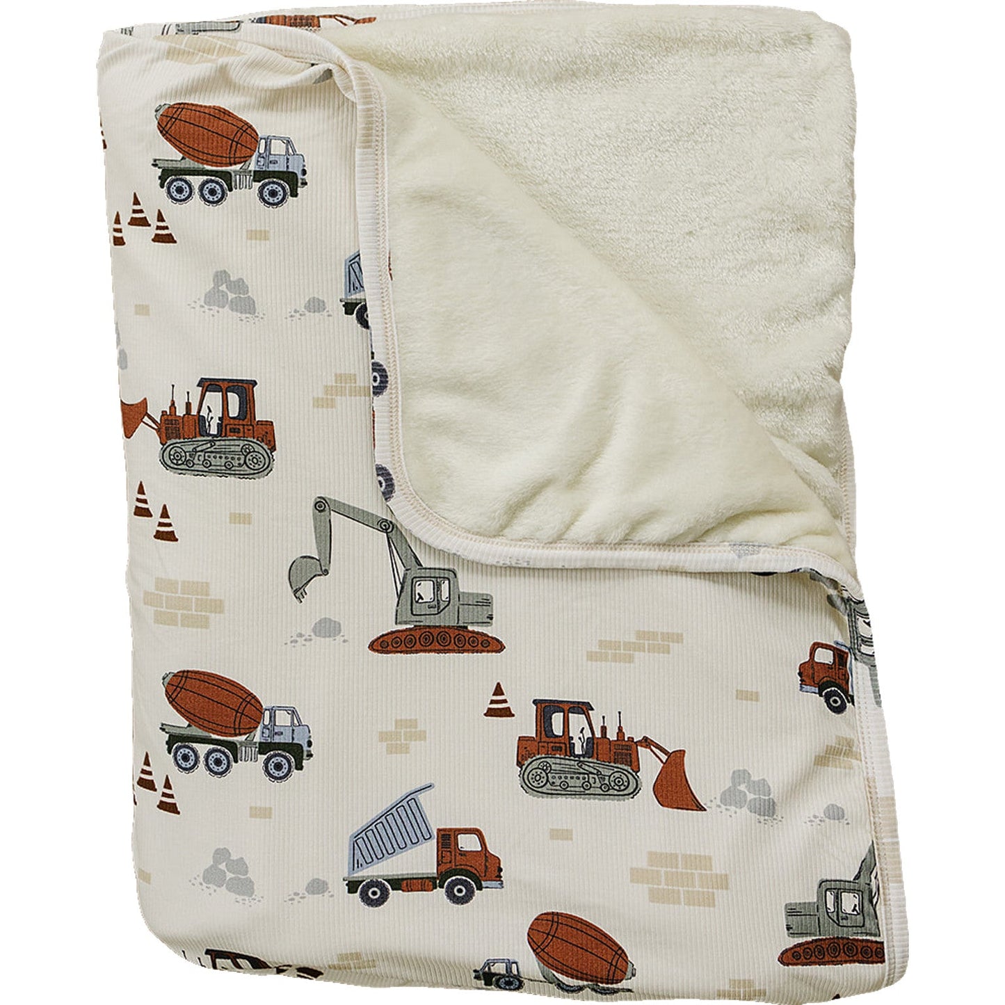 Mebie Baby Construction Trucks Ribbed Bamboo Fleece Quilt