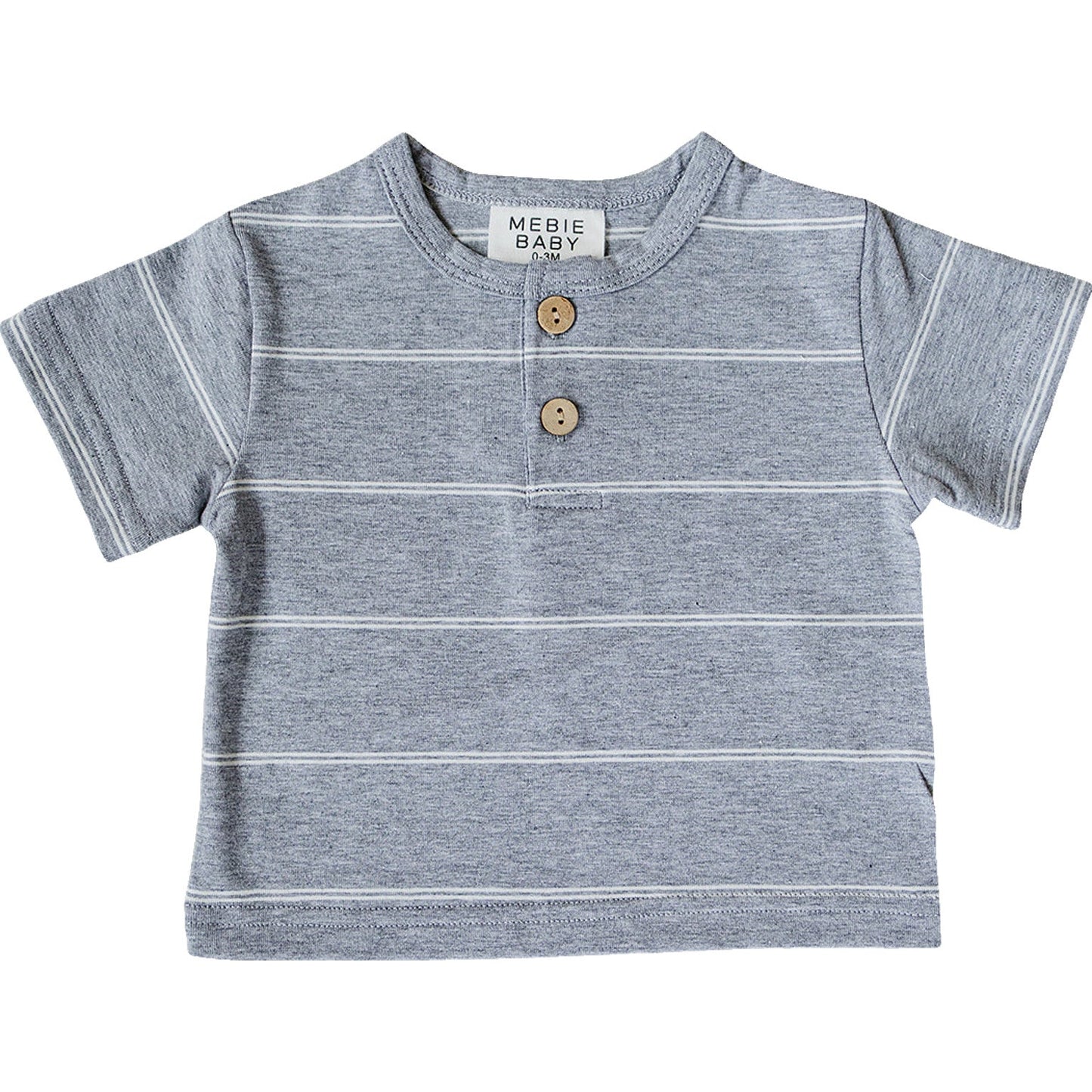 Grey Stripe Button Tee