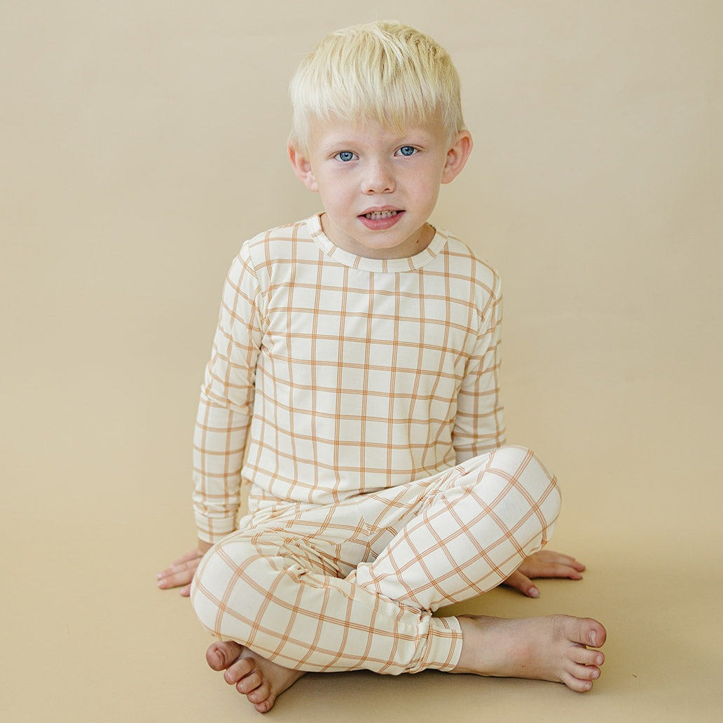 Little Joy Co. Pumpkin Plaid 2pc Bamboo Pajamas