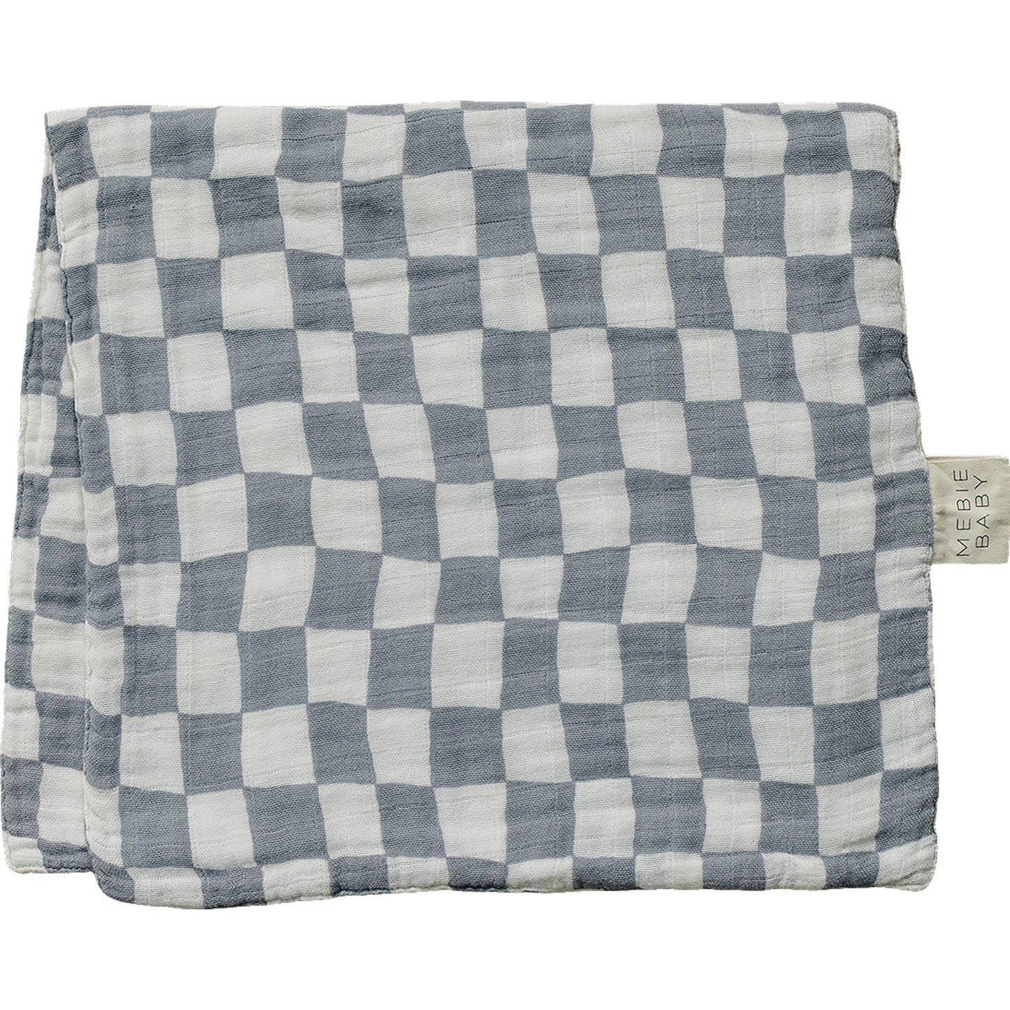 Mebie Baby Dusty Blue Wavy Checkered Muslin Burp Cloth