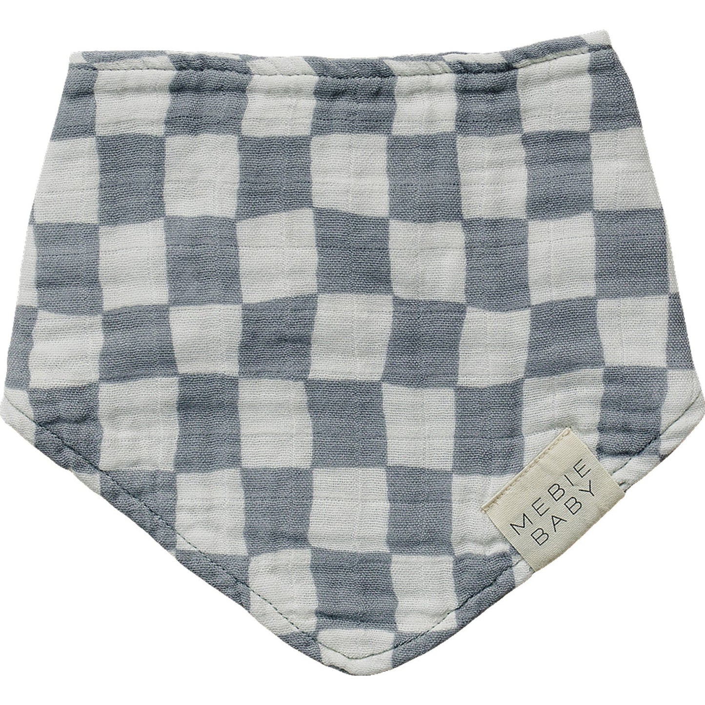 Mebie Baby Dusty Blue Wavy Checkered Muslin Bib