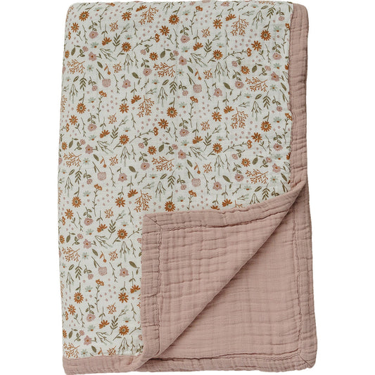 Mebie Baby Meadow Floral + Dusty Rose Twin Muslin Quilt