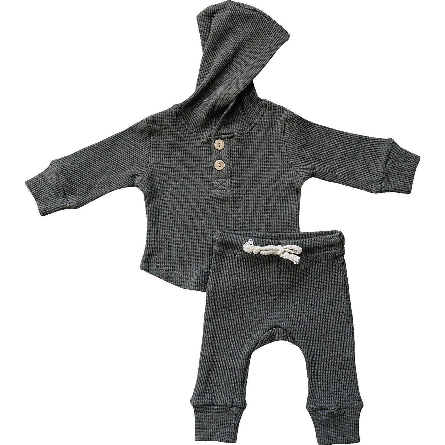 Mebie Baby Charcoal Hooded Waffle Set