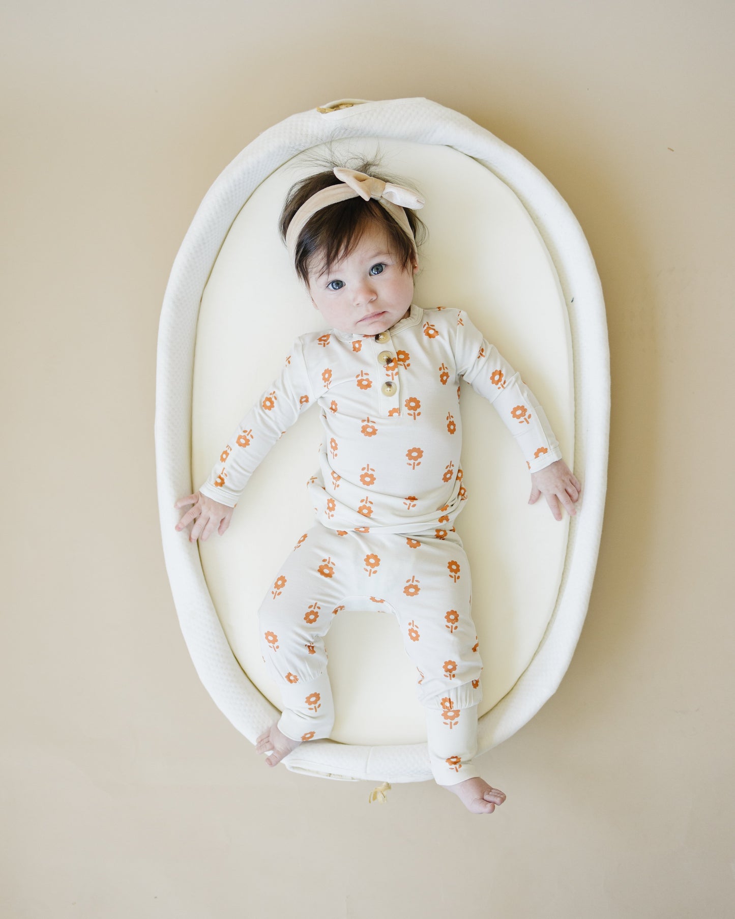 Little Joy Co. Pumpkin Posie 2pc Henley Bamboo Pajamas