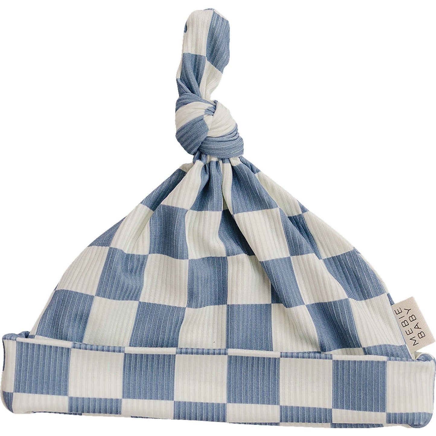 Blue Checkered Bamboo Newborn Knot Hat