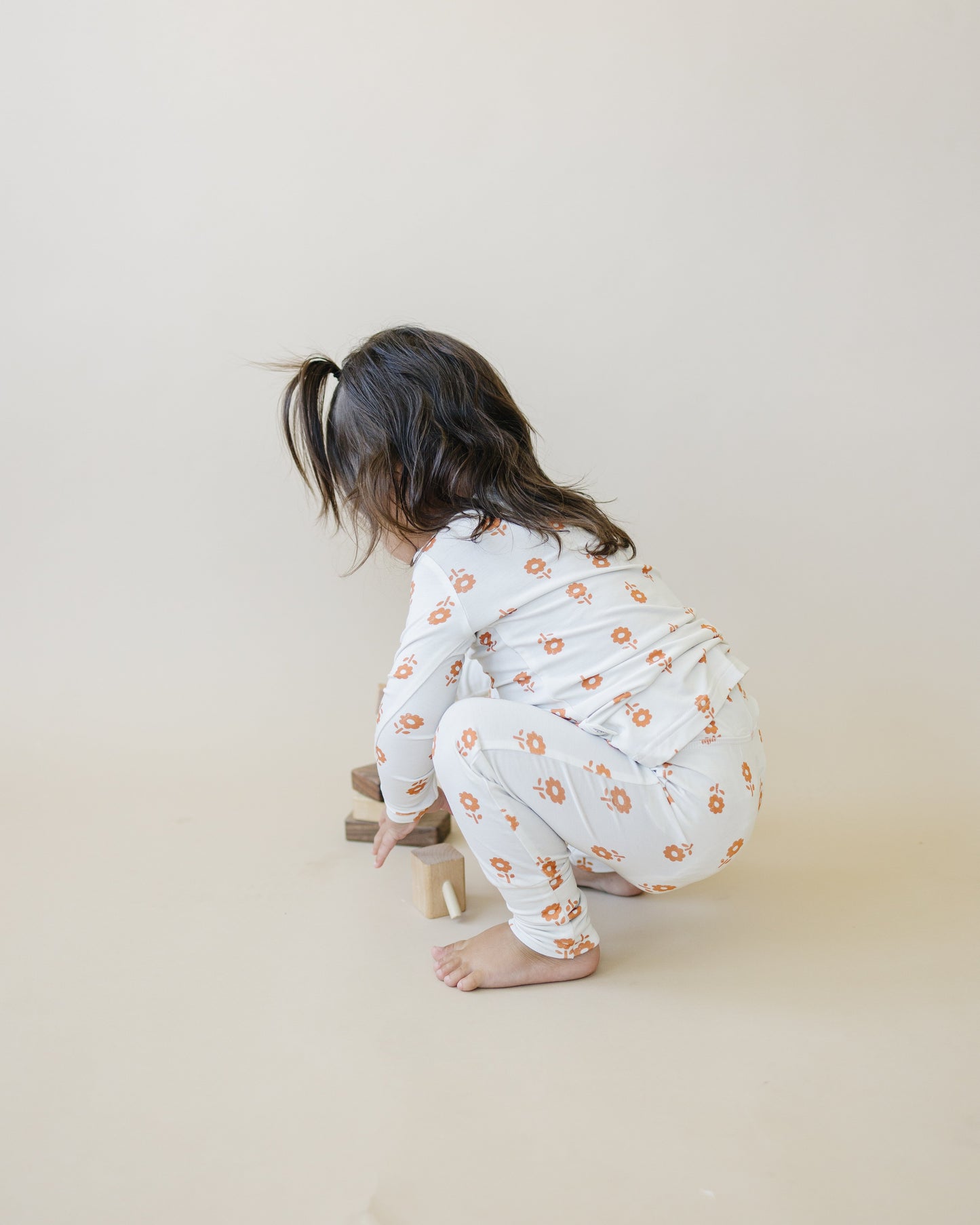 Little Joy Co. Pumpkin Posie 2pc Henley Bamboo Pajamas