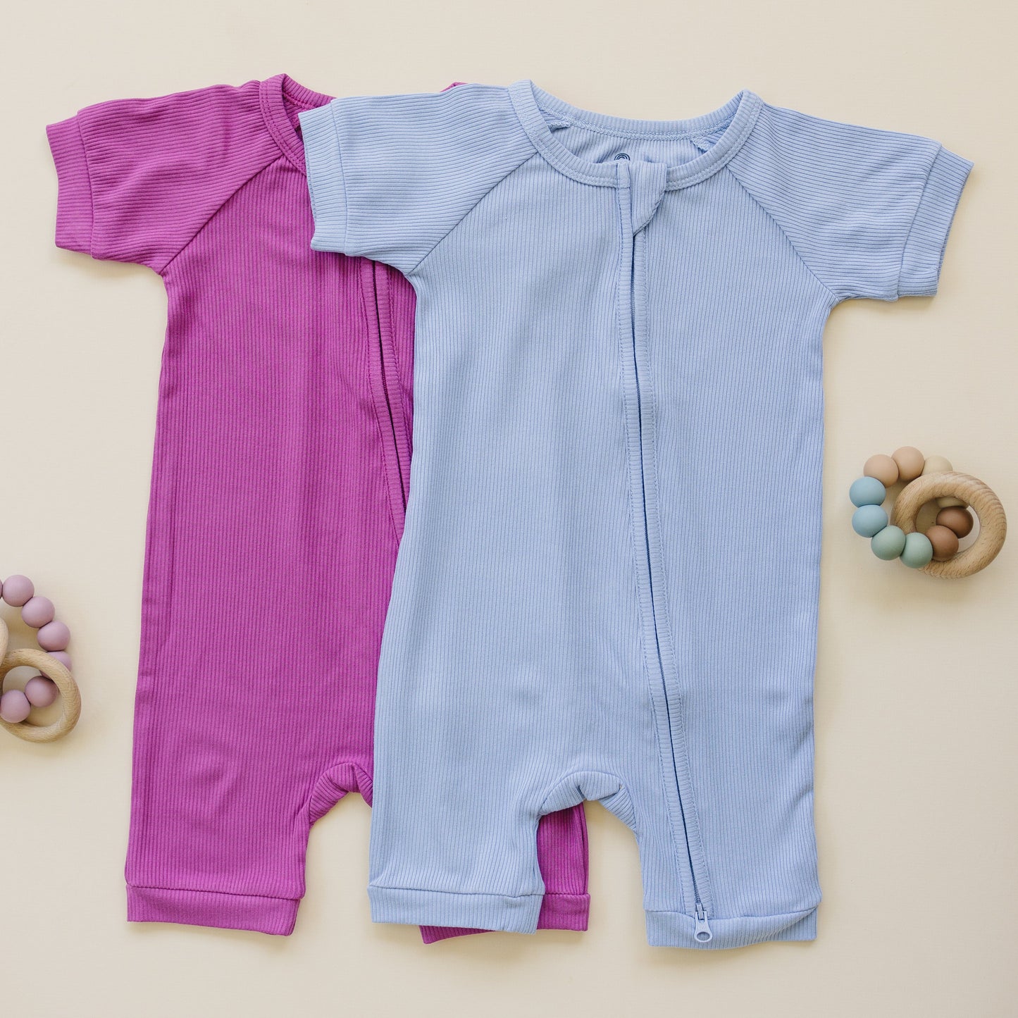 Little Joy Co. Solid Ribbed Bamboo Shorty Romper  - more colors