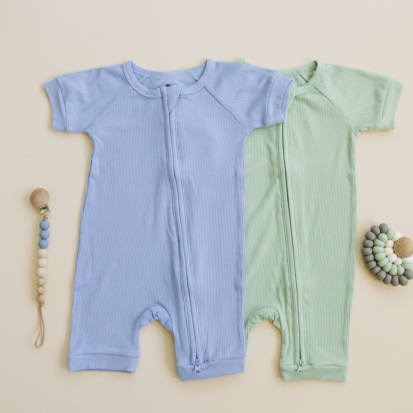 Little Joy Co. Solid Ribbed Bamboo Shorty Romper  - more colors