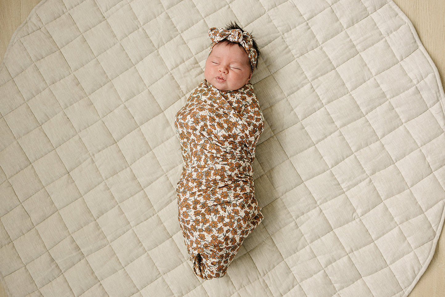 Mebie Baby Cream Magnolia Bamboo Stretch Swaddle