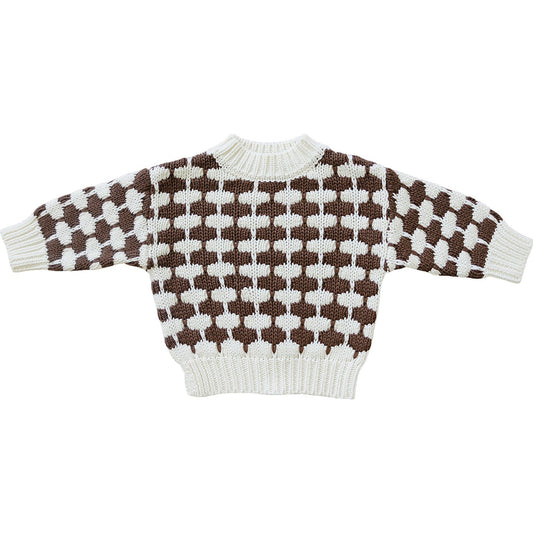 Mebie Baby Brown + Cream Knit Sweater