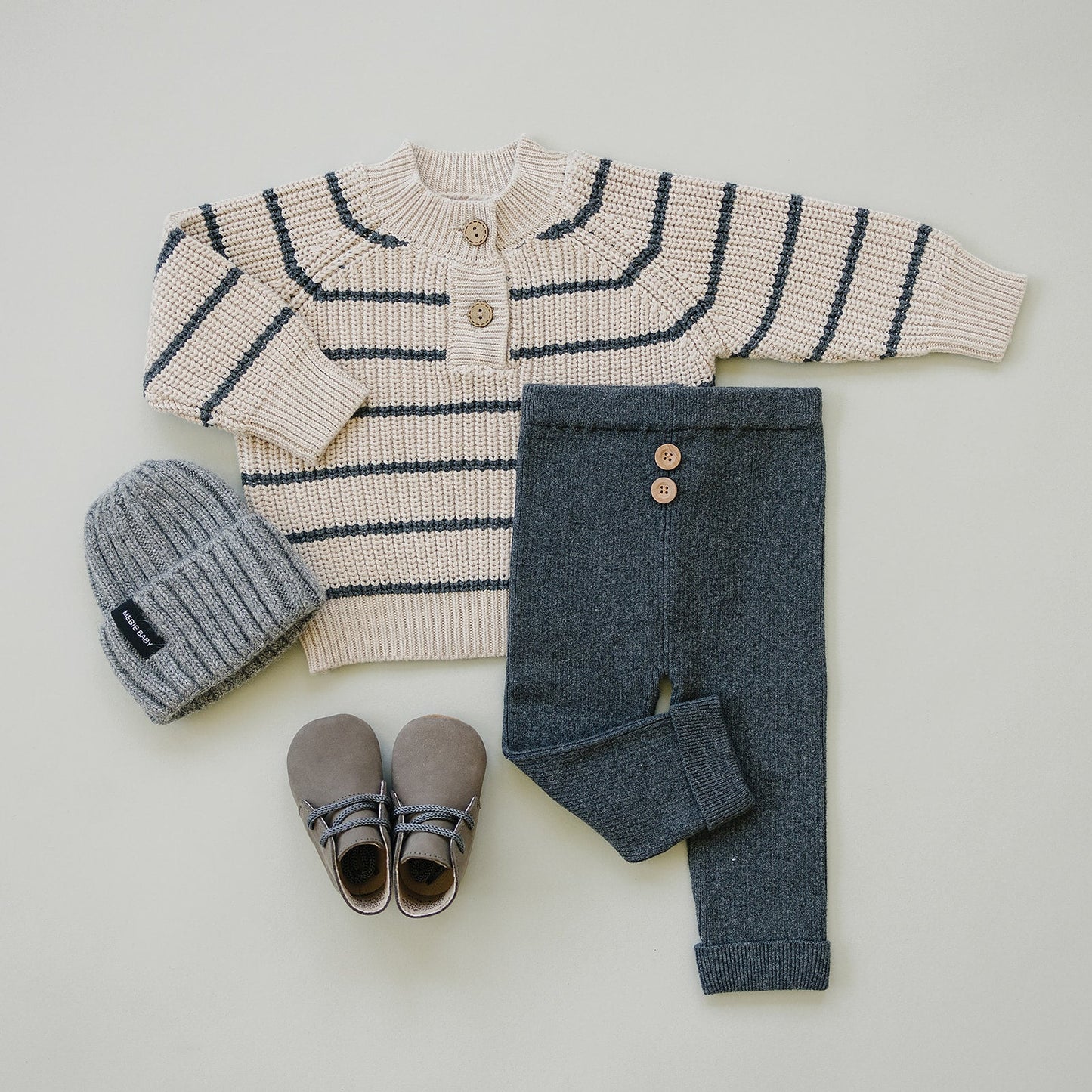 Mebie Baby Charcoal Stripe Button Knit Sweater