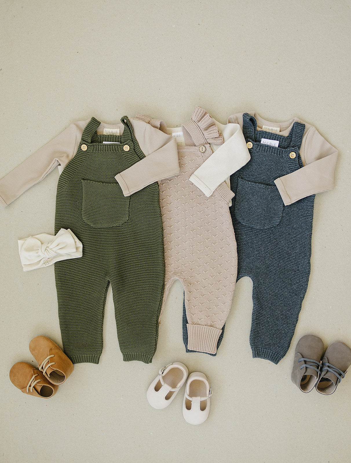 Mebie Baby Charcoal Knit Overalls