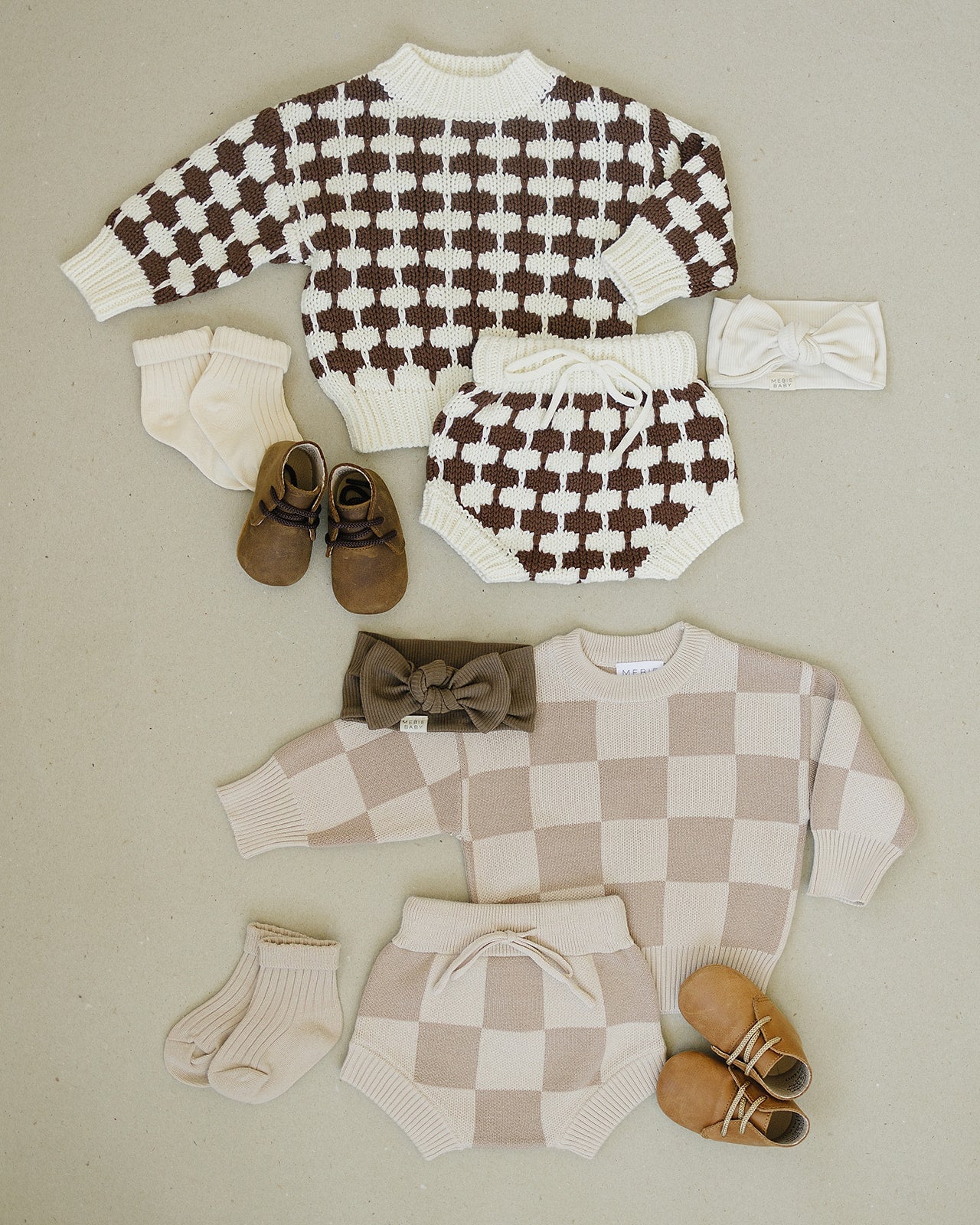 Mebie Baby Brown + Cream Knit Bloomers