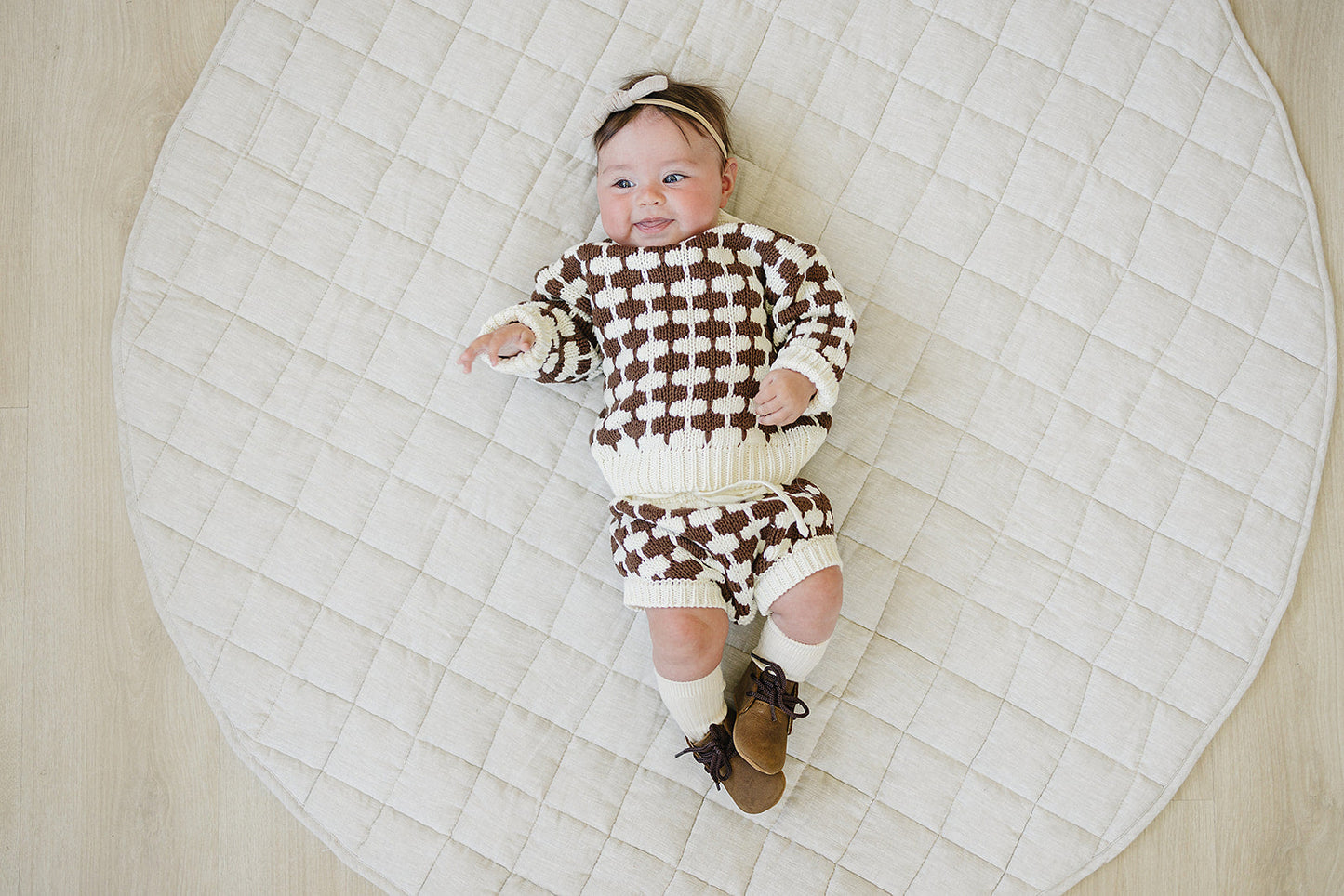 Mebie Baby Brown + Cream Knit Bloomers