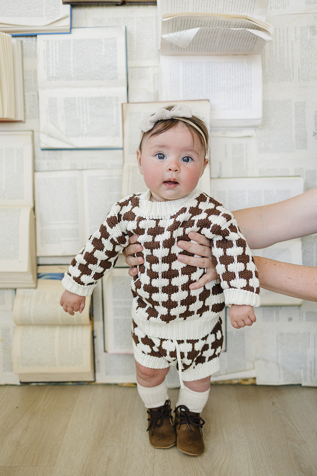 Mebie Baby Brown + Cream Knit Bloomers