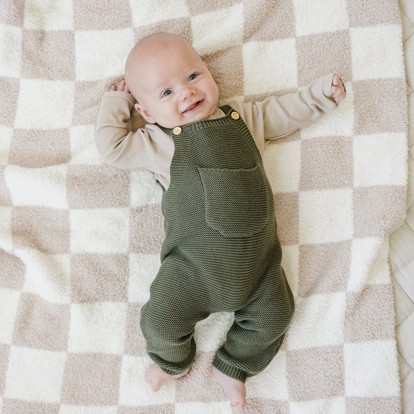 Mebie Baby Olive Knit Overalls