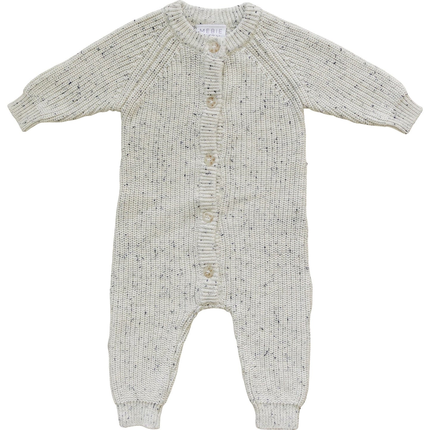 Mebie Baby Heather Grey Chunky Knit Button Romper