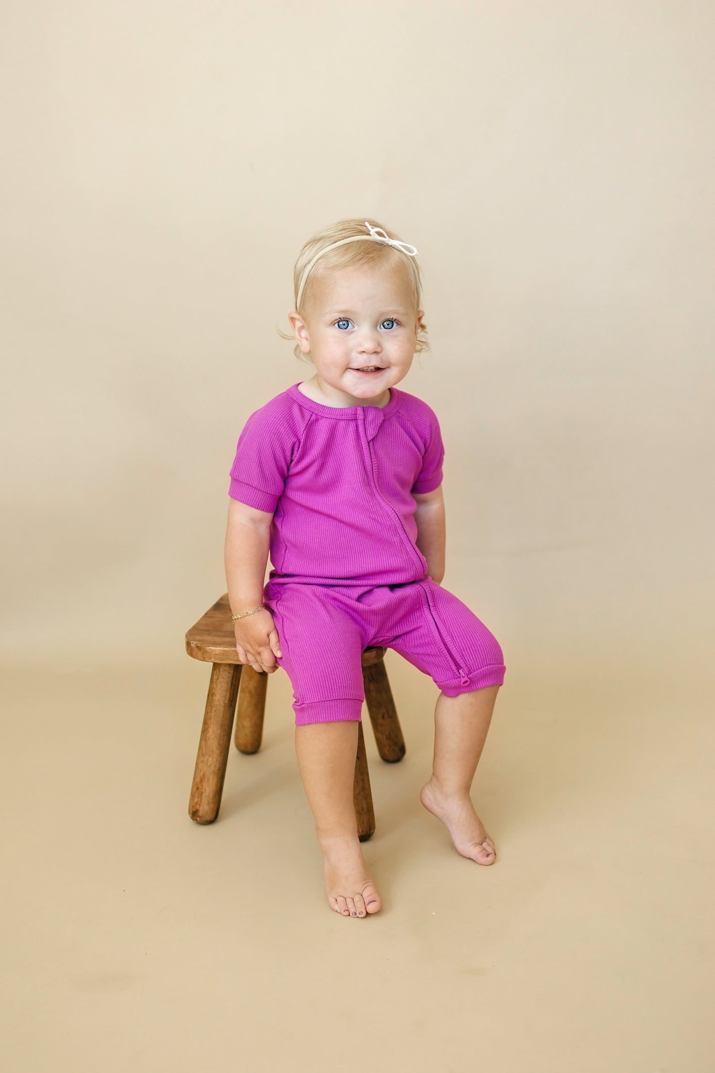 Little Joy Co. Solid Ribbed Bamboo Shorty Romper  - more colors