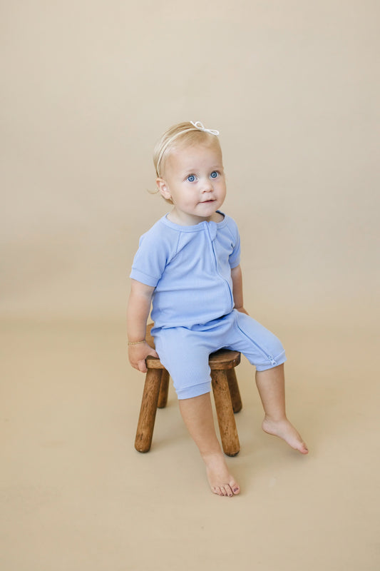 Little Joy Co. Solid Ribbed Bamboo Shorty Romper  - more colors