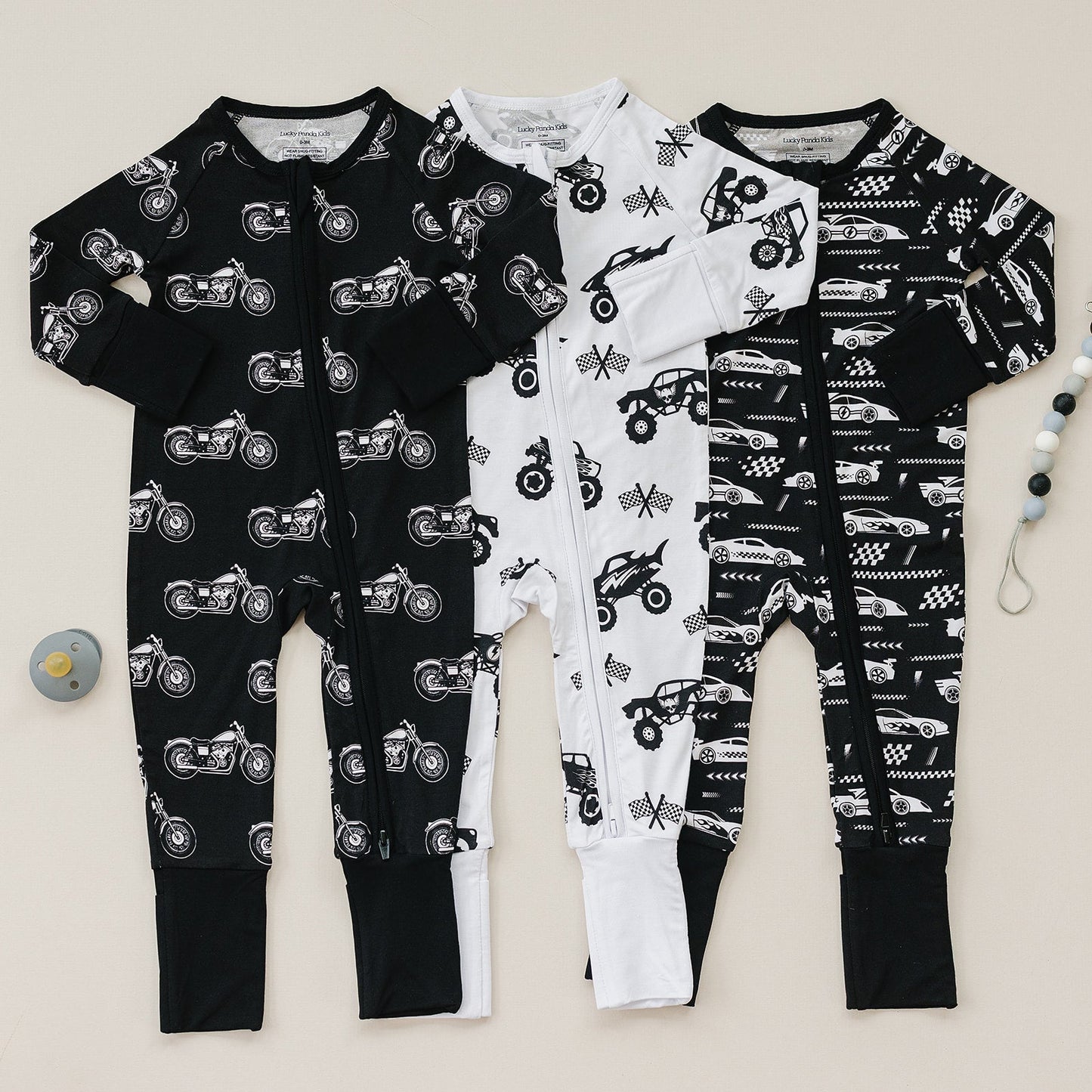 Bamboo Zip Romper | Born to Ride Black