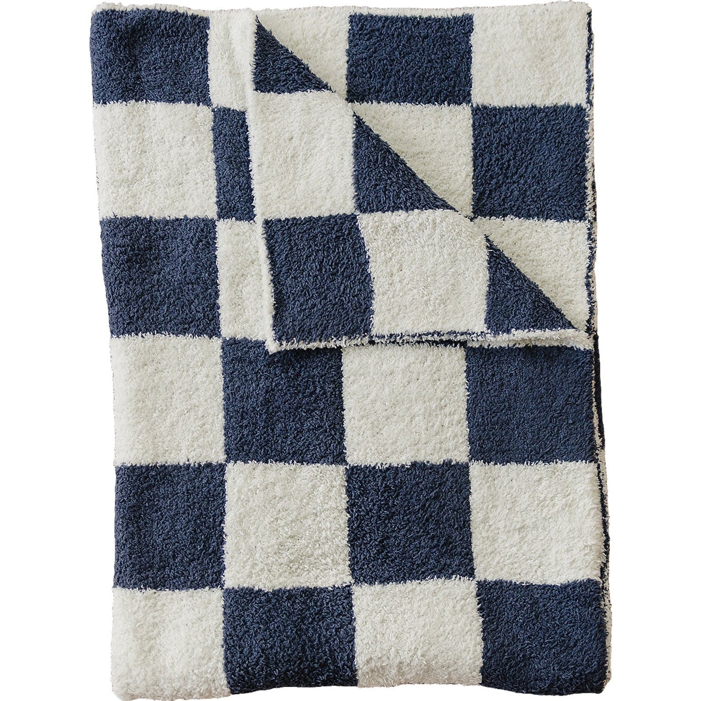 Mebie Baby Navy Checkered Plush Blanket