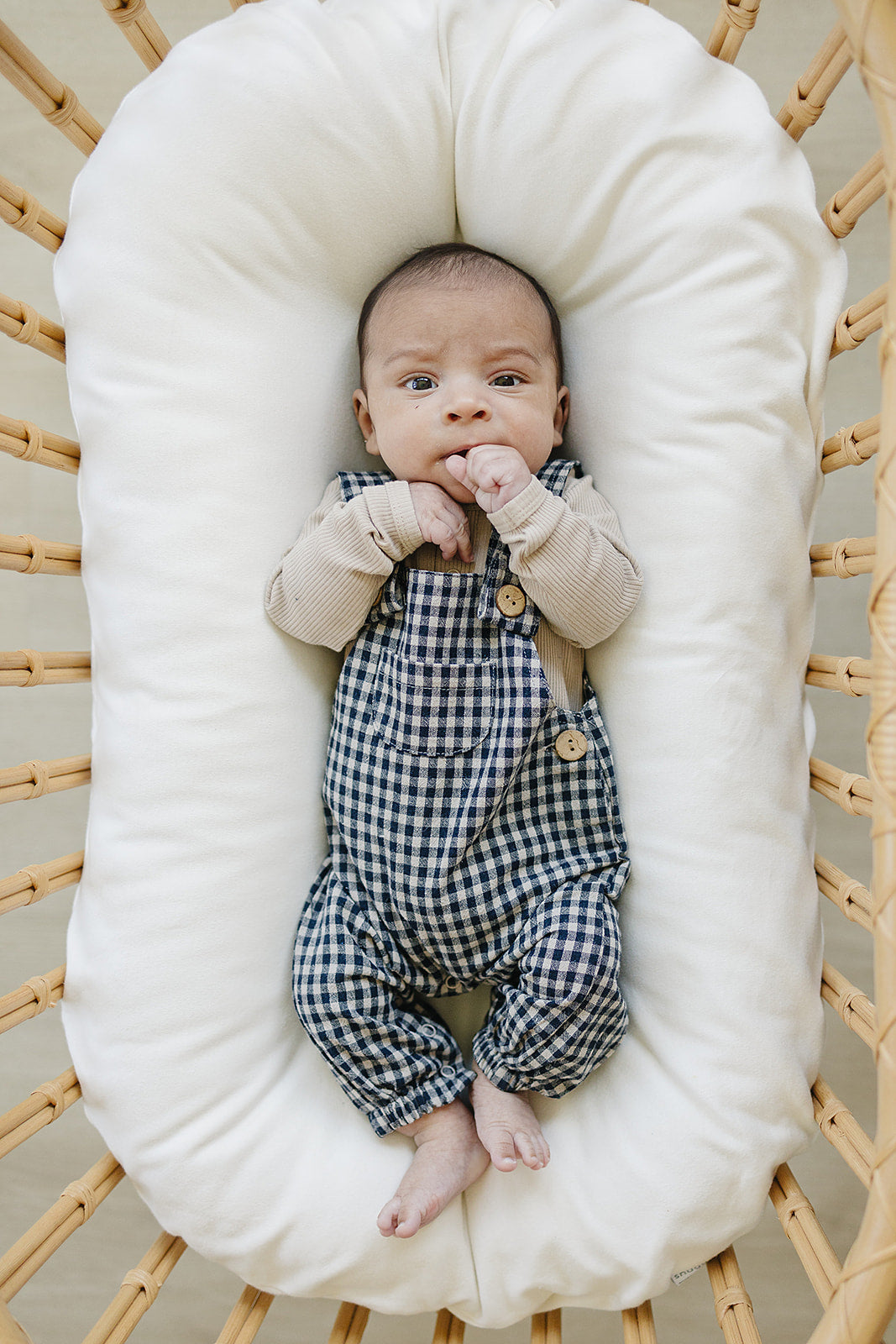 Mebie Baby Gingham Linen Overalls