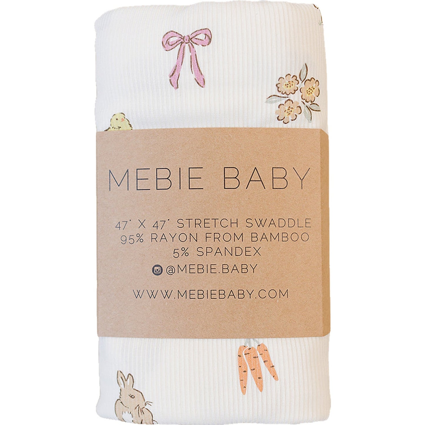 Pink Bunny Ribbed Bamboo Stretch Swaddle
