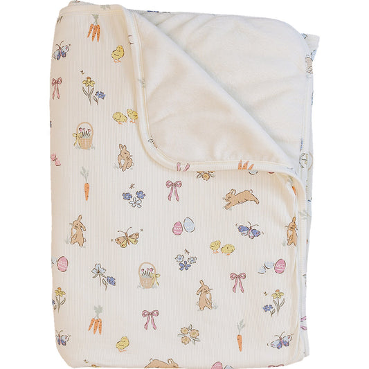 Pink Bunny Ribbed Bamboo Fleece Quilt