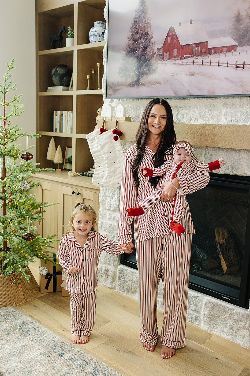 Red Stripe Collared Bamboo Set