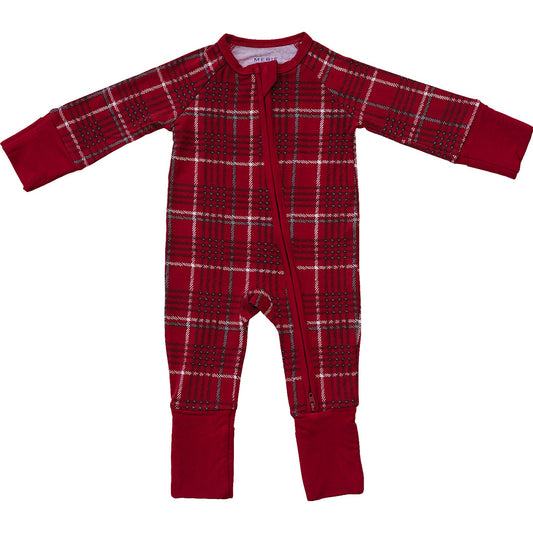 Mebie Baby Red Plaid Bamboo Zipper