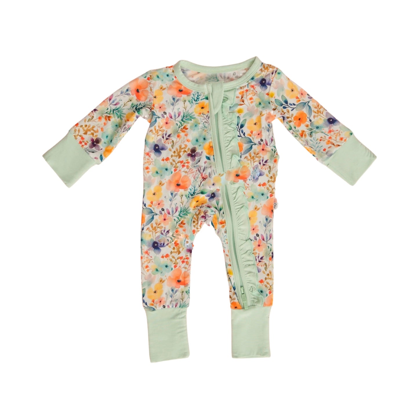 Laree + Co. Alaya Bamboo Ruffle Convertible Footie