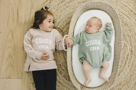 Little Joy Co. Cousin Crew Sweatshirt Romper or Crewneck