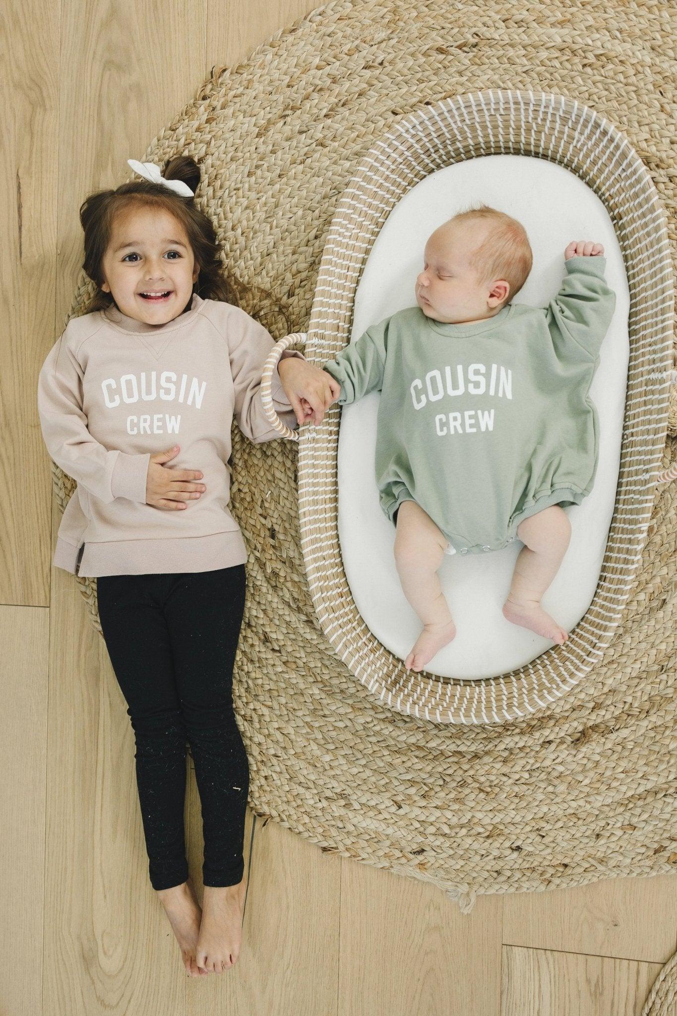 Little Joy Co. Cousin Crew Sweatshirt Romper or Crewneck