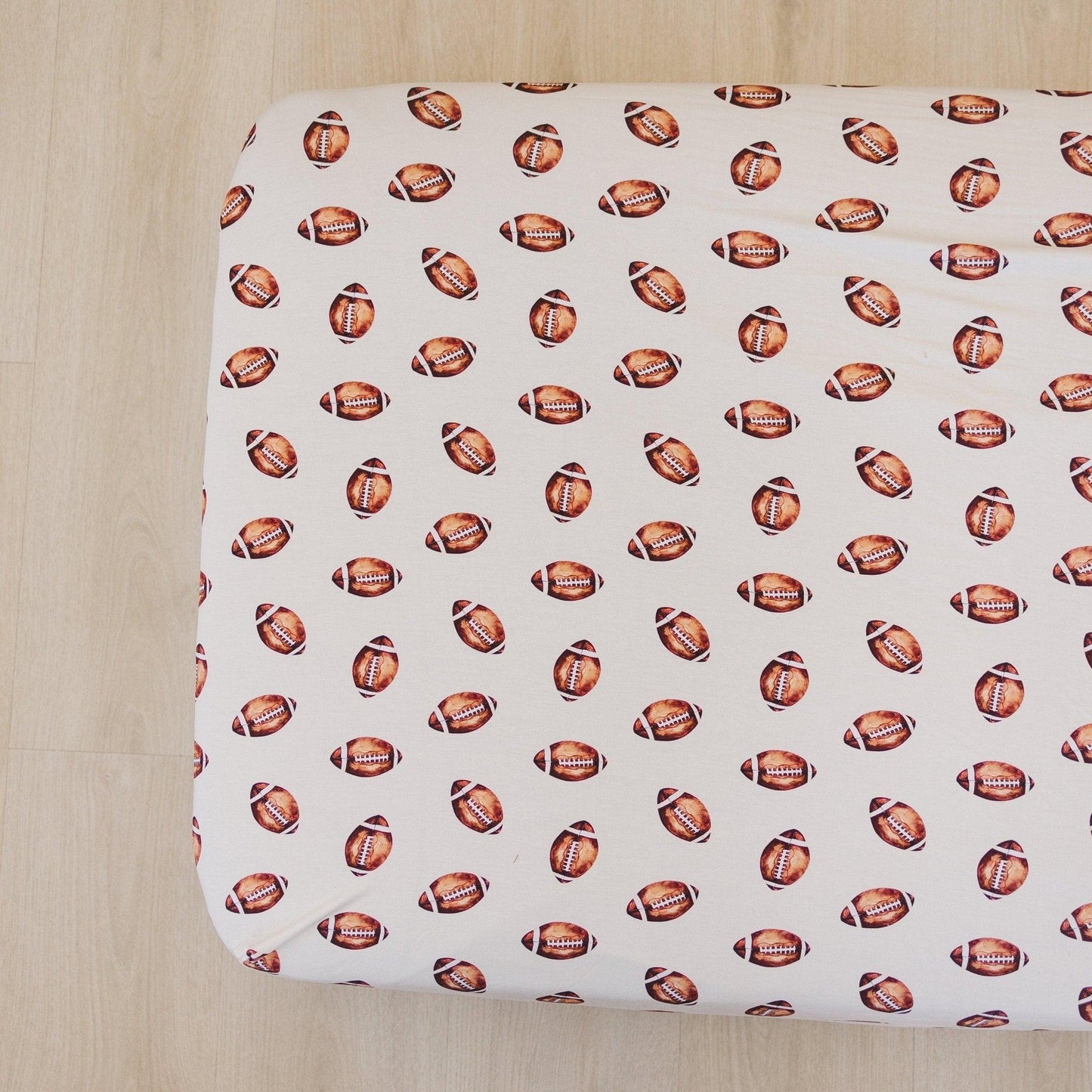 Little Joy Co. Football Print Bamboo Crib Sheet