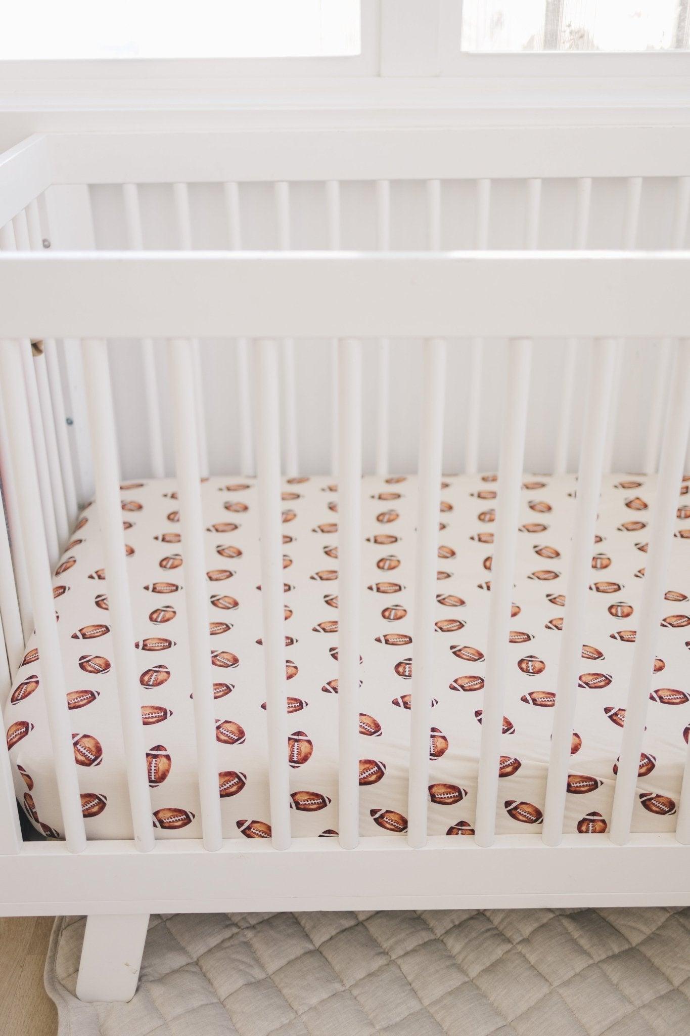 Little Joy Co. Football Print Bamboo Crib Sheet