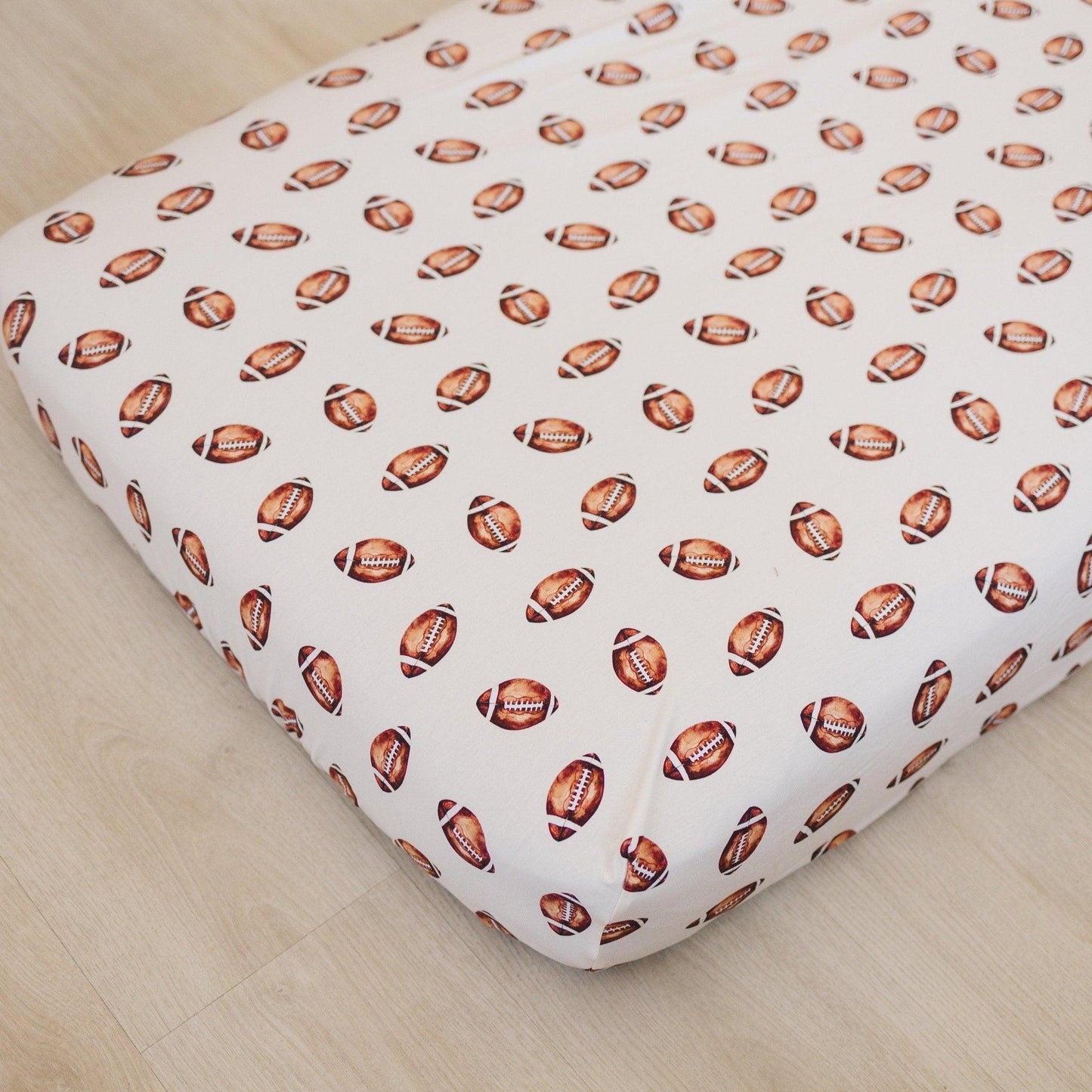 Little Joy Co. Football Print Bamboo Crib Sheet