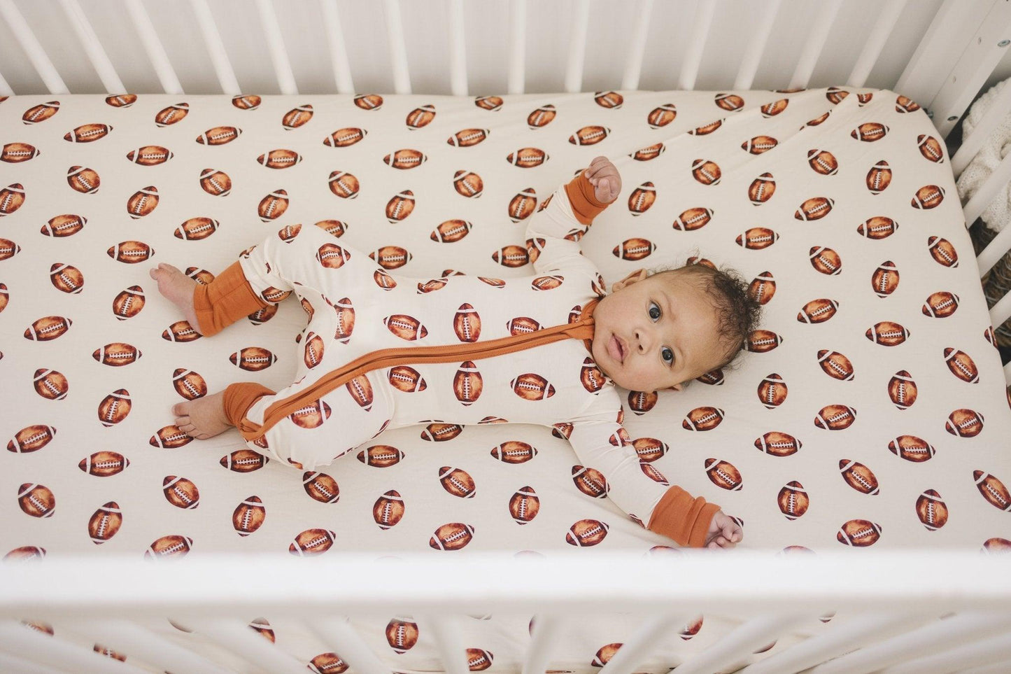 Little Joy Co. Football Print Bamboo Crib Sheet