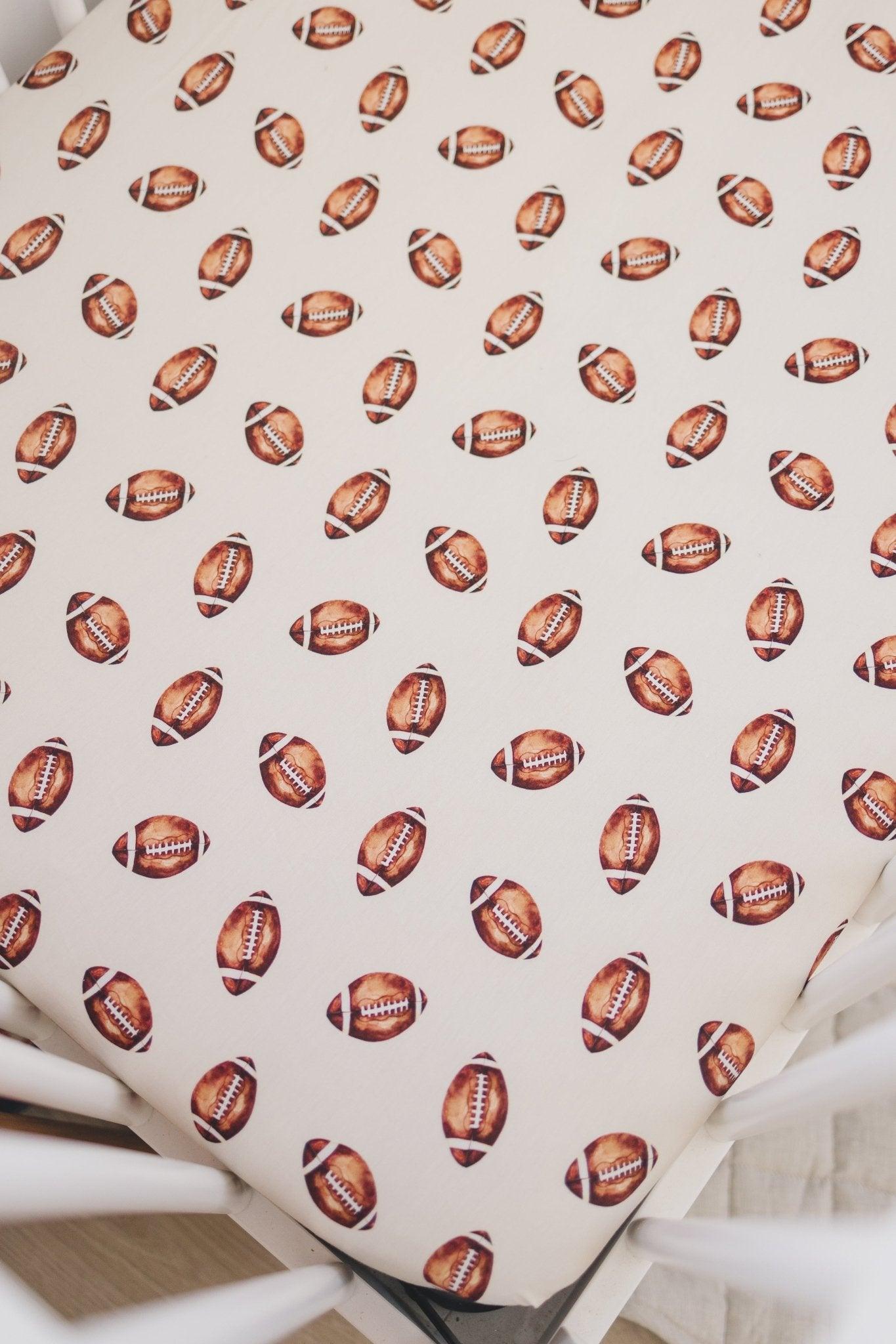 Little Joy Co. Football Print Bamboo Crib Sheet